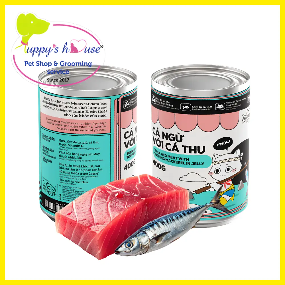 Pate Meowcat vị cá ngừ với cá thu, lon 400g