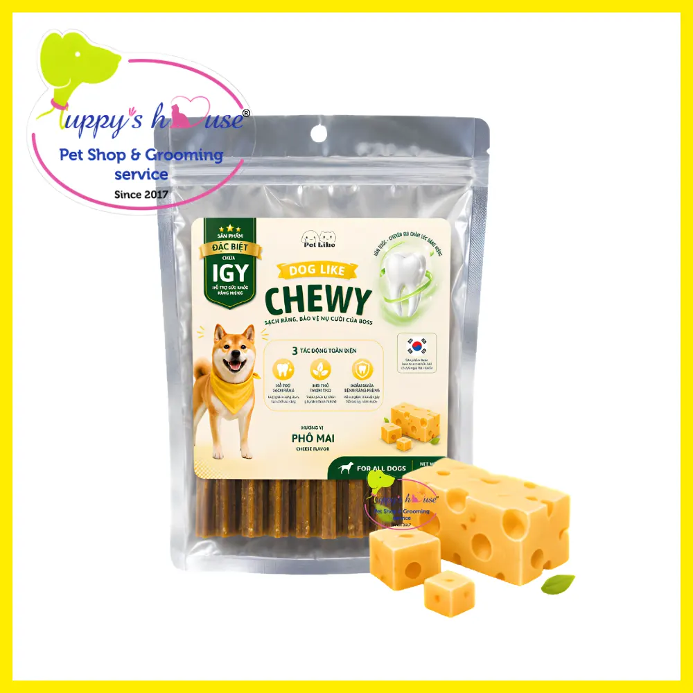 Xương gặm sạch răng Dog Like Chewy cho chó, vị Phô mai, túi 80g