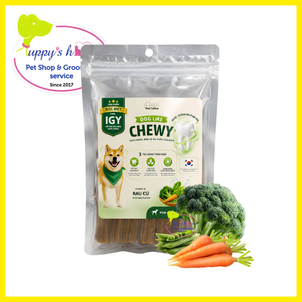 Xương gặm sạch răng Dog Like Chewy cho chó, vị rau củ, túi 80g